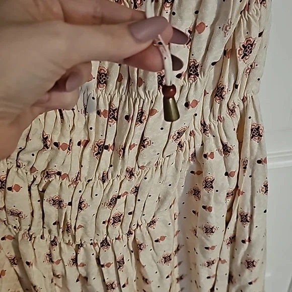 NWOT Free People Clementina Ivory Combo Smocked Bodice Mini Dress Size S - Picture 6 of 9